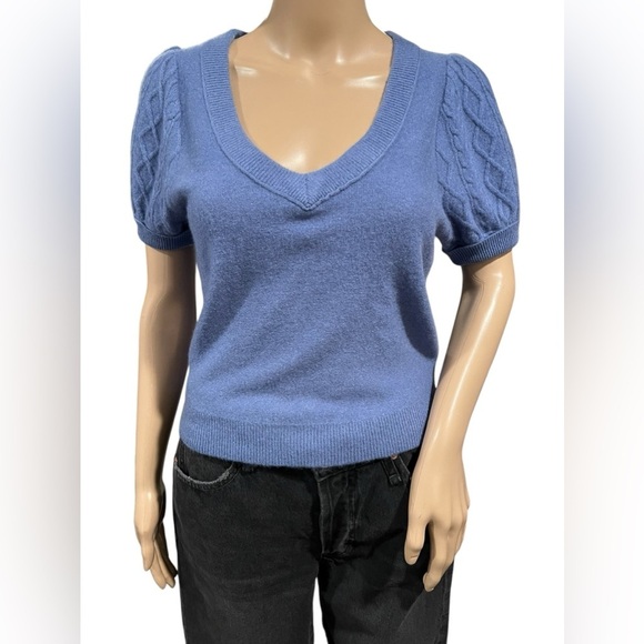 Free People Tops - Free People Shirt Womens Annabel 100% Cashmere V Neck Indigo Blue Size Small